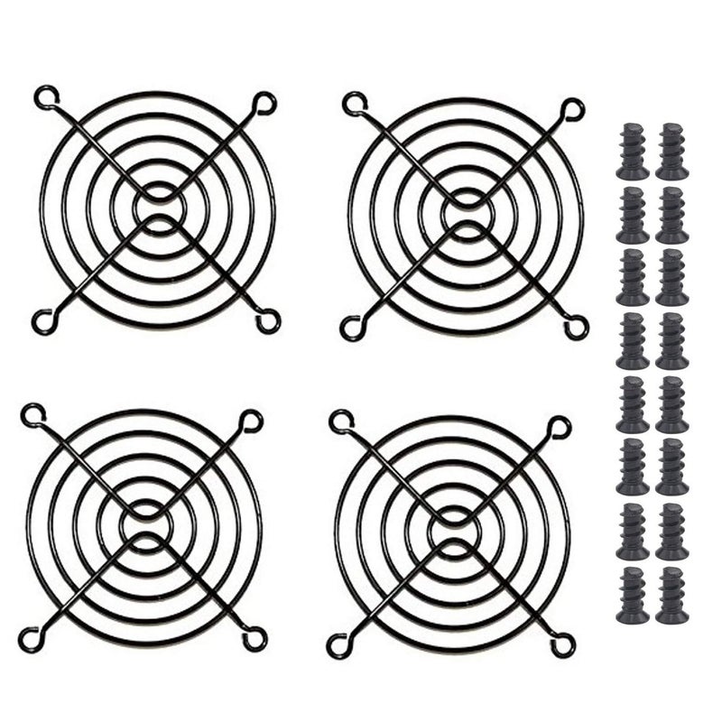 Easycargo 4pcs 80mm Fan Grill 80mm Guard Black with Screws (80mm) - Image 1
